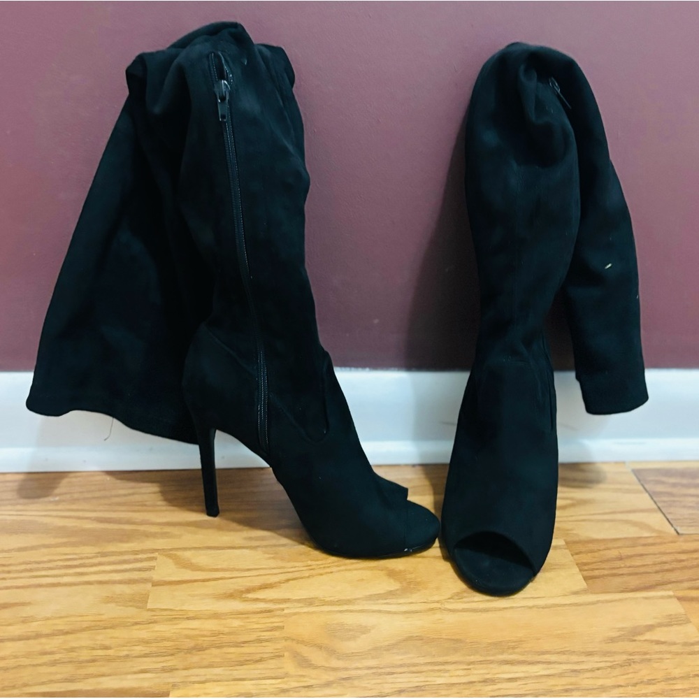 Peep toe over the knee boots